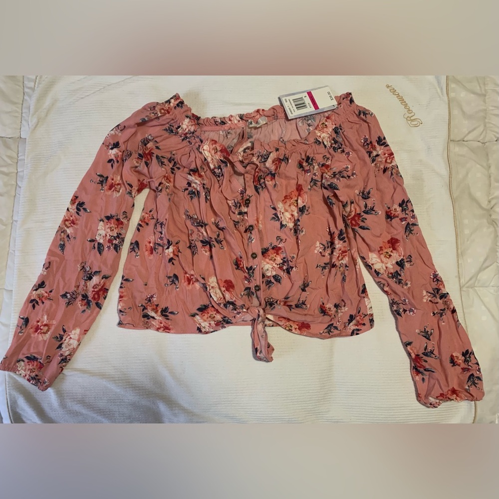 Jolt Floral Pink Off-Shoulder Women's crop Top